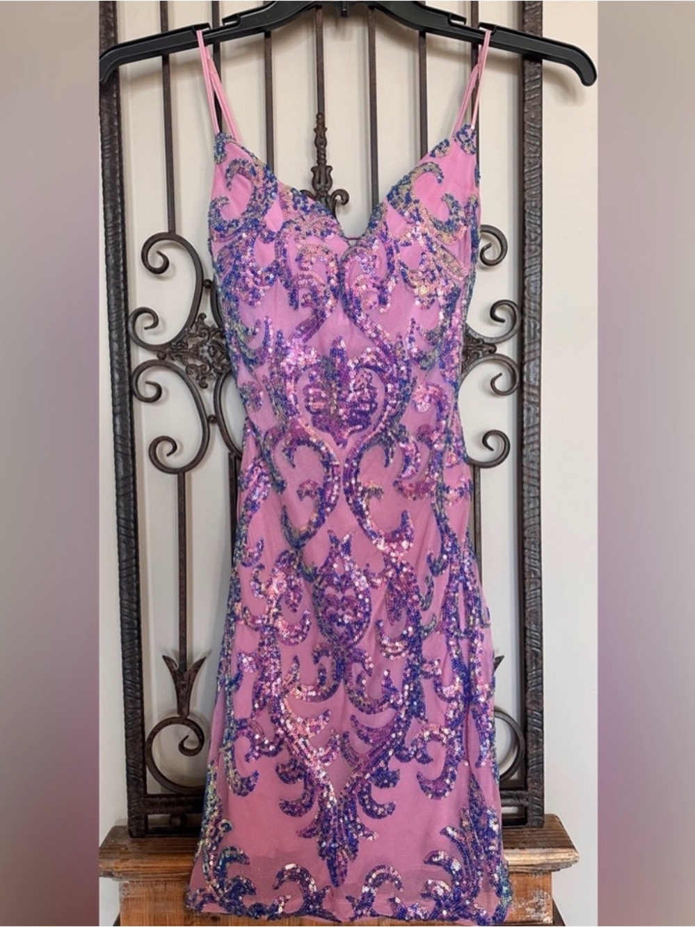 B.DARLIN Sequin Mini Dress in Pink & Blue Size 3/4 Prom Homecoming